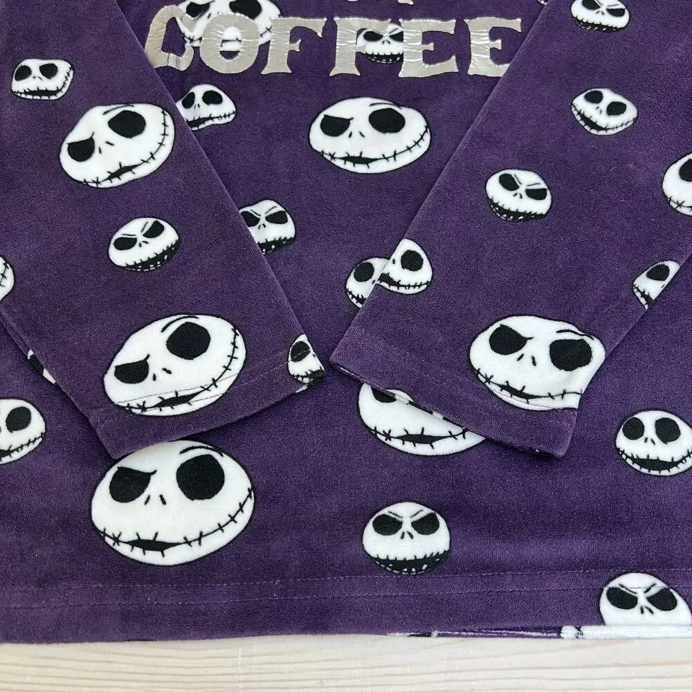 “Nightmare Before Coffee” Christmas Disney Womens S Purple Pajama Top Sleepwear - Picture 4 of 12
